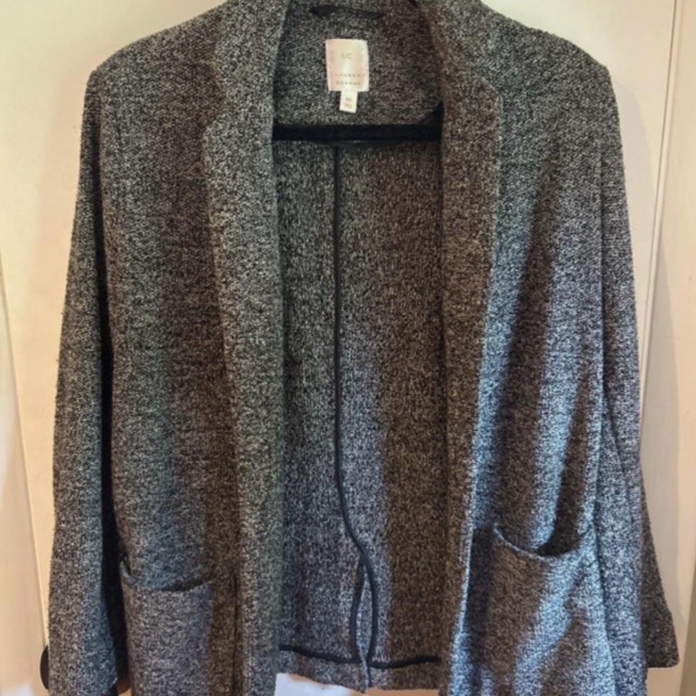 LC Lauren Conrad Gray Marled Knit Blazer Open Front Cardigan Jacket Medium